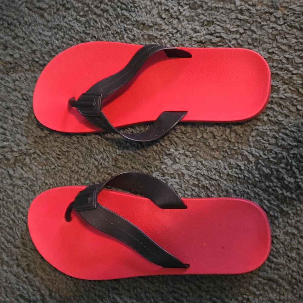 Red and Black Flip Flops
